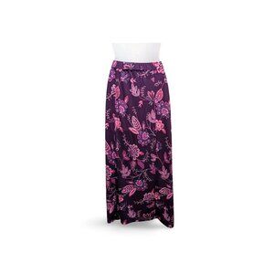 Vintage Y2K Floral Midi Skirt Size M Purple Long Length Casual Whimsygoth